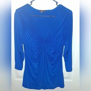 3/$10 Cocomo Women's Small Dressy Top Royal Blue 3/4 Sleeve